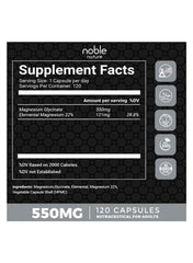 Magnesium Glycinate High Absorption 550mg – 120 Veg Capsules