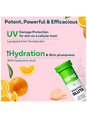 OZiva Bioactive Gluta Fizzy | Glutathione Tablets for Skin Radiance & Glow with Hyaluronic Acid, Lycopene, Astaxanthin – Orange Zing | Pack of 2 (30 Tablets Each)