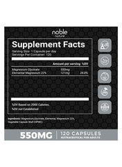 Magnesium Glycinate High Absorption 550MG – 120 Veg Capsules | Stress Relief, Sleep & Muscle Support