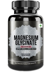 Magnesium Glycinate High Absorption 550MG – 120 Veg Capsules | Stress Relief, Sleep & Muscle Support