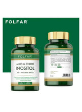 Two green supplement bottles with gold caps, front and back label shown