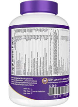 NBL Natural men's multivitamin bottle back label with supplement facts and barcode