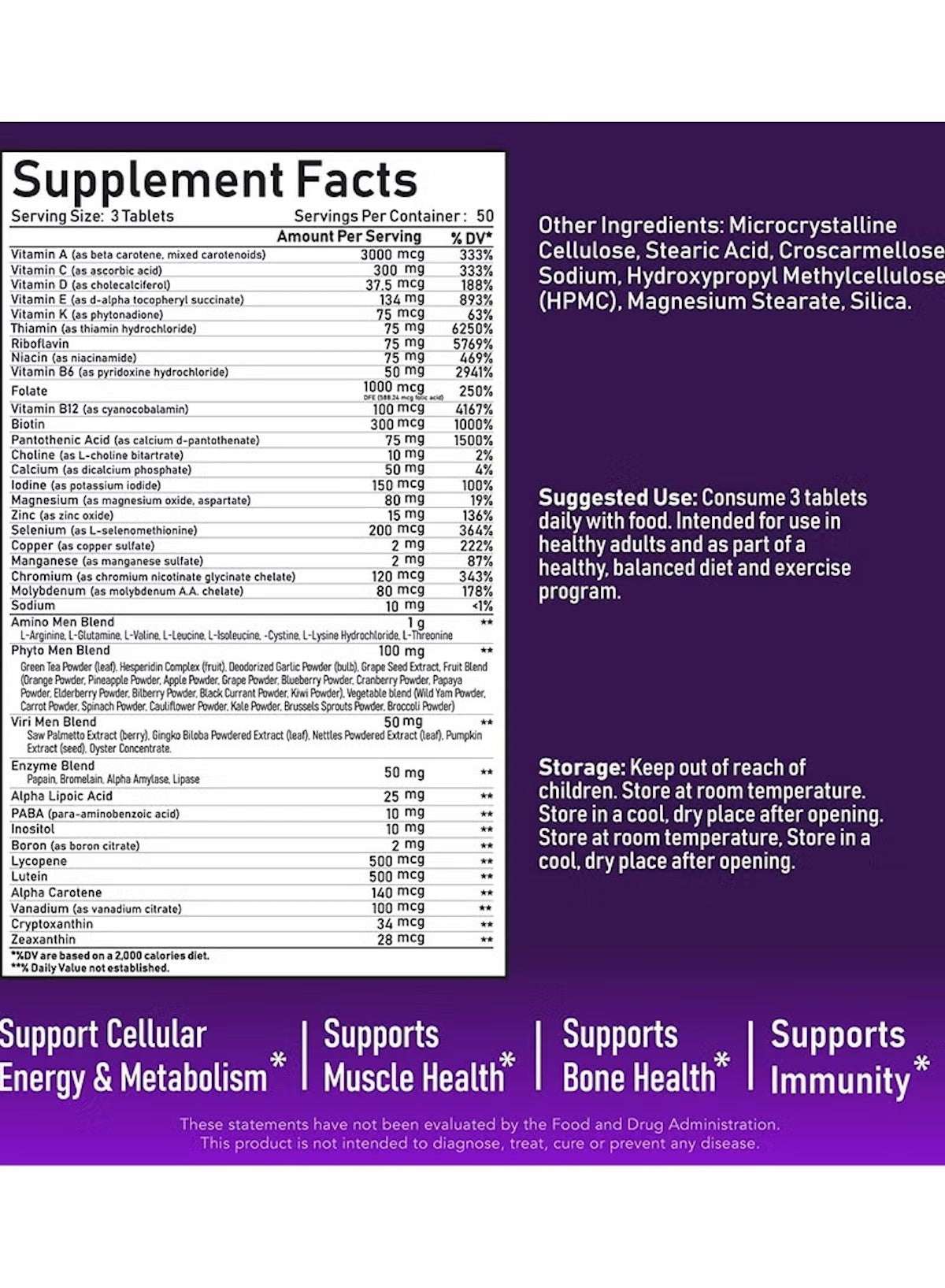 High Potency Multivitamin for Active Men – 150 Tablets