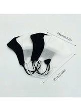 Black and white disposable face masks with elastic ear loops, contoured 3D shape