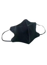 Dark disposable face mask with elastic ear loops, contoured 3D shape