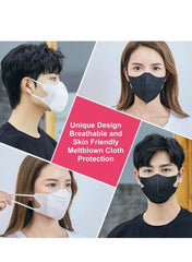 20 Pcs 3D Disposable Face Mask Unisex Adult's 3-Ply Melt Blown Filter Face Mask With Elastic Ear Loop - Black