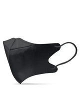 Black disposable face mask with elastic ear loops, contoured 3D shape