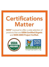 Certifications matter panel with USDA Organic and Non-GMO Project Verified icons