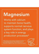 Magnesium label text: works with calcium to support nervous system and energy*