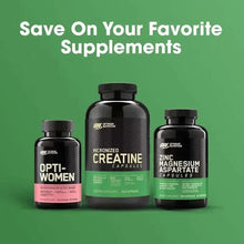 Supplement bottles set with black caps and ON labels, including multivitamin and minerals