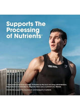 Men's multivitamin marketing banner with athlete in black tank top and nutrient text