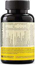 Multivitamin bottle back label with supplement facts and directions text panel