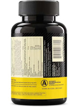Multivitamin bottle back label with supplement facts table and barcode section
