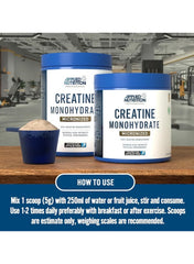 Applied Nutrition Creatine Monohydrate Micronized Powder 250g | Unflavored | Enhances Strength, Power & Endurance | 50 Servings