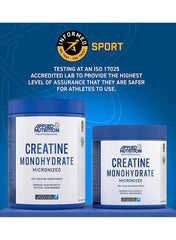 Applied Nutrition Creatine Monohydrate Micronized Powder 250g | Unflavored | Enhances Strength, Power & Endurance | 50 Servings