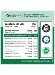 Calcium, Magnesium, Zinc + Vitamin D, K2 & B12 | Bone & Joint Support | High Absorption Calcium Citrate Malate | For Women & Men | 120 Veg Tablets