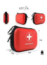 Red first aid kit hard case with black trim, zipper, and white cross logo