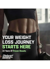 Waist close-up of a person with on-image text about weight loss journey