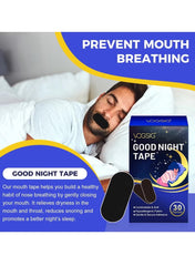 Good Night Tape – 30 Patches | Anti-Snoring Sleep Mouth Tape | Soft, Comfortable, Odour-Free Strips for Better Nasal Breathing & Reduced Mouth Dryness
