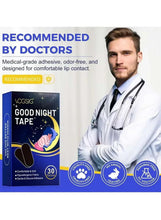 Anti-snoring sleep mouth tape box shown next to a doctor