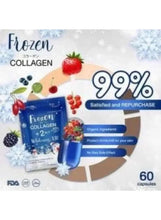 Frozen collagen 2-in-1 capsules pouch with 99% claim callout and badge