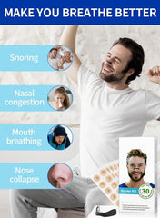 Pack of 30 Magnetic Nasal Strips for Snoring Reduction & Improved Airflow | Anti-Snore Sleep Aid | Instant Nasal Congestion Relief