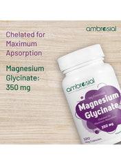 Ambrosial Magnesium Glycinate 350mg – 120 Veg Capsules (Pack of 1)