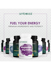 Ambrosial Magnesium Glycinate 350mg – 120 Veg Capsules (Pack of 1)
