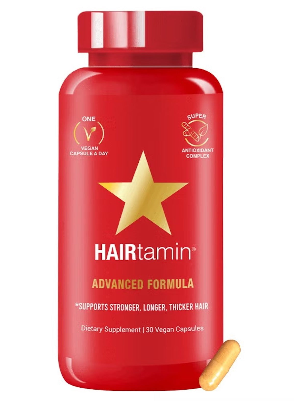 Hairtamin Advanced Formula Hair Growth & Hair Loss Support – 30 Veggie Capsules | Stronger, Thicker, Healthier Hair