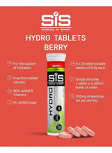 Hydro tablets berry flavor packaging with tablet icons