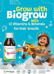 BioGrow Multivitamin Syrup for Kids & Teens (120ml) | Promotes Height Growth, Boosts Appetite & Supports Immunity
