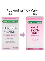 Nature’s Bounty Hair, Skin & Nails | 3000mcg Biotin | 60 Coated Caplets | Supports Healthy Hair, Strong Nails & Vibrant Skin