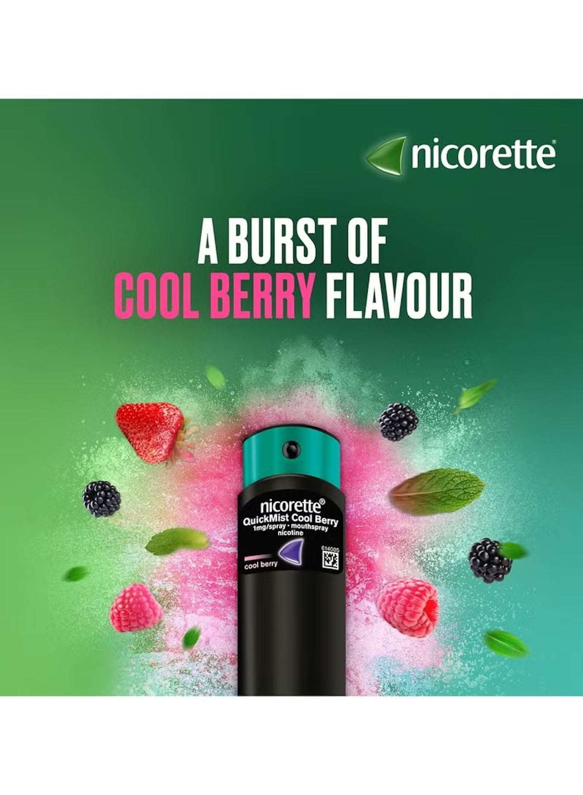 Nicorette QuickMist Mouth Spray – Cool Berry (2 x 150 Sprays) | Fast-Acting Nicotine Replacement | Relieves Cravings in 30 Seconds