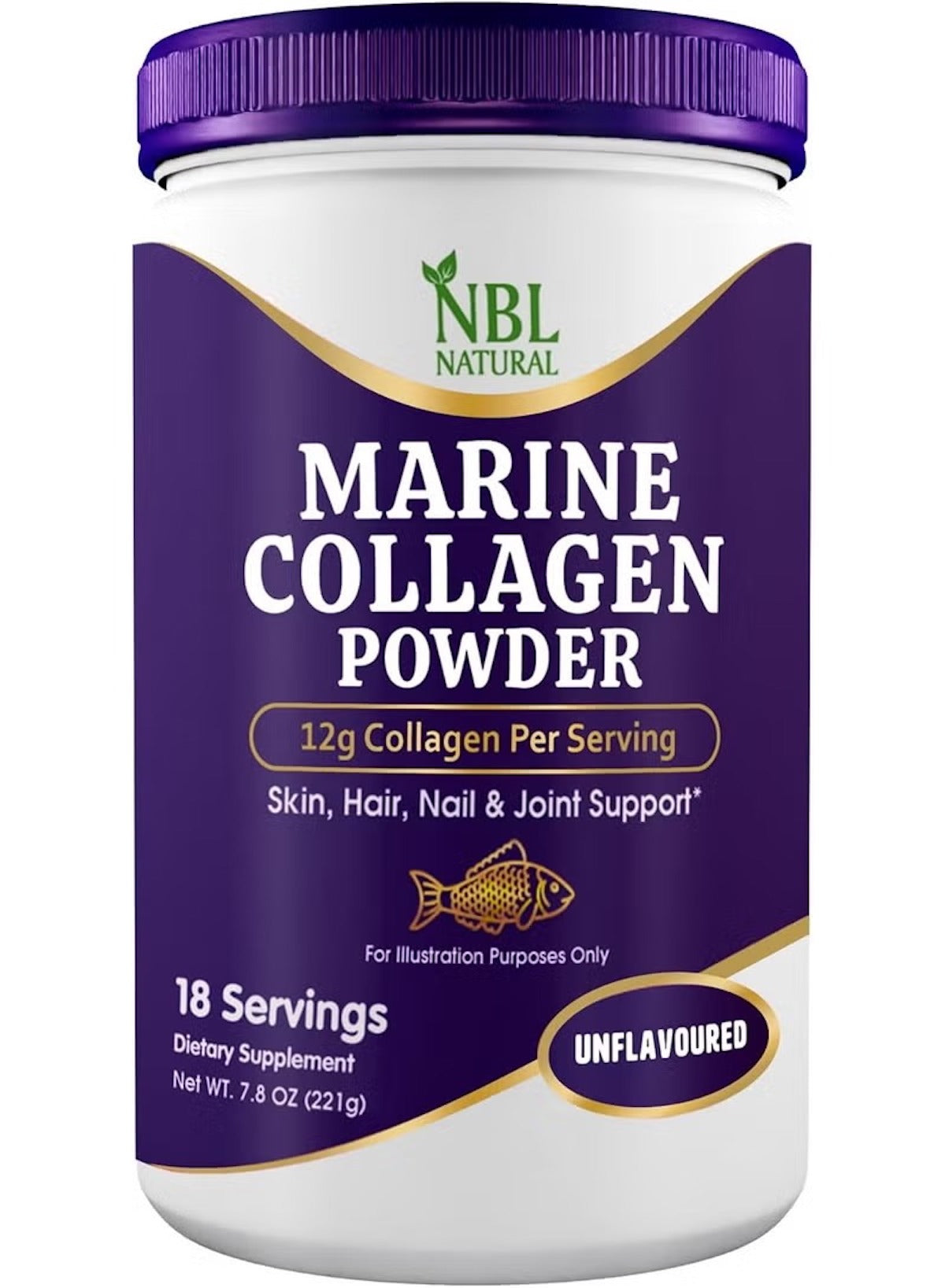 Marine Collagen Powder | Unflavoured | 12g Collagen Per Serving | 221g (18 Servings) | 100% Wild-Caught Whitefish Collagen