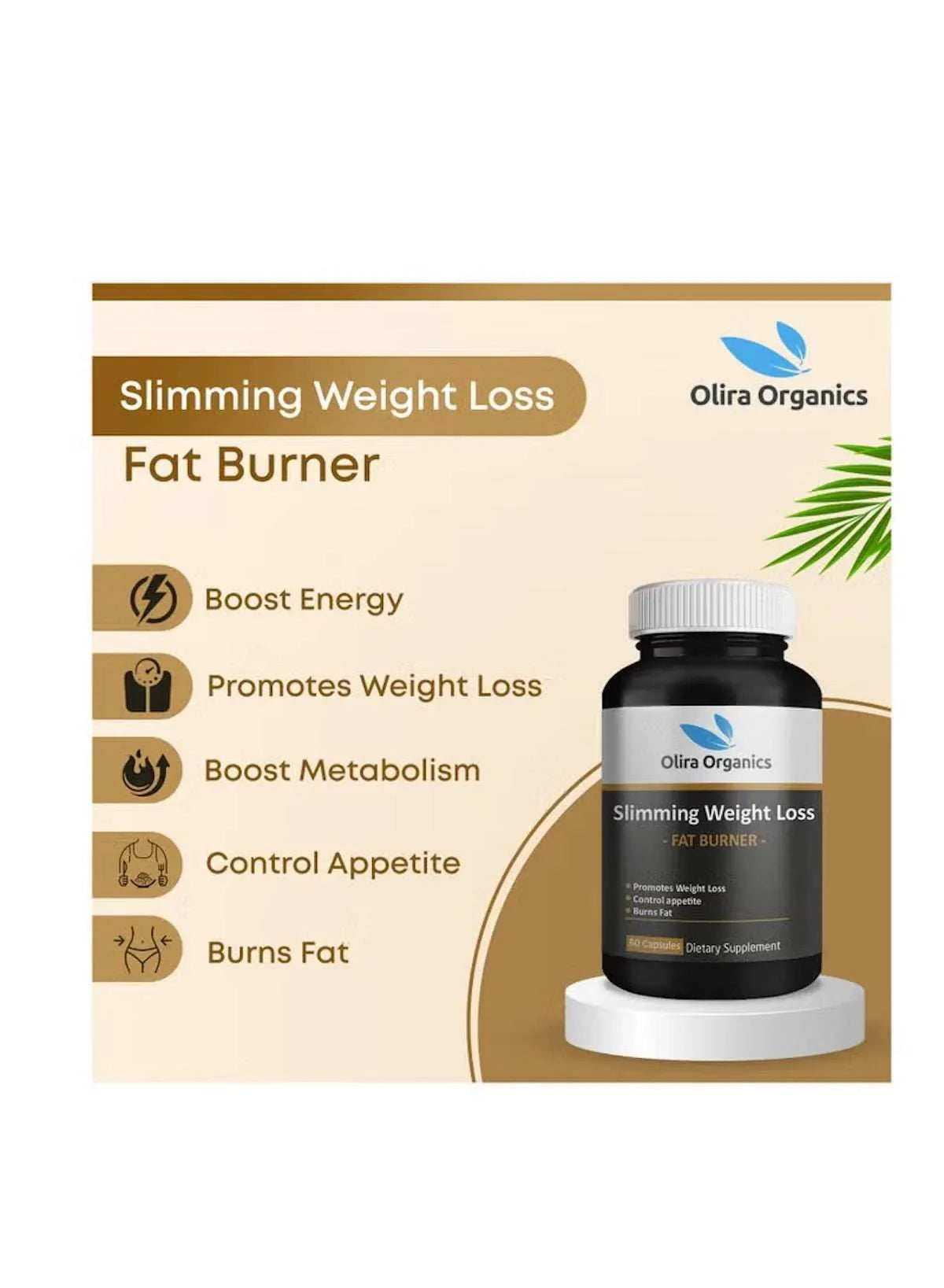 Olira Organics Slimming Weight Loss Capsules | Advanced Fat Burner with Garcinia, Green Coffee, CLA & L-Carnitine | Metabolism Booster & Appetite Suppressant | 60 Capsules - Mumzar