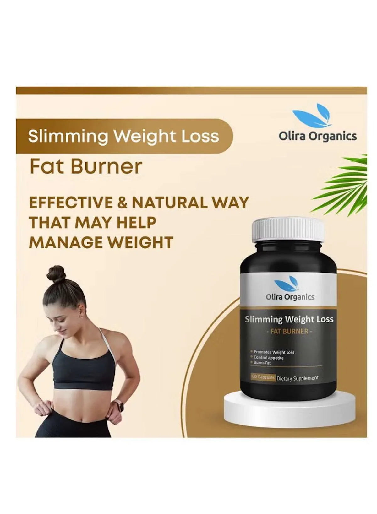 Olira Organics Slimming Weight Loss Capsules | Advanced Fat Burner with Garcinia, Green Coffee, CLA & L-Carnitine | Metabolism Booster & Appetite Suppressant | 60 Capsules - Mumzar