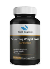 Slimming weight loss supplement bottle with black label and white cap