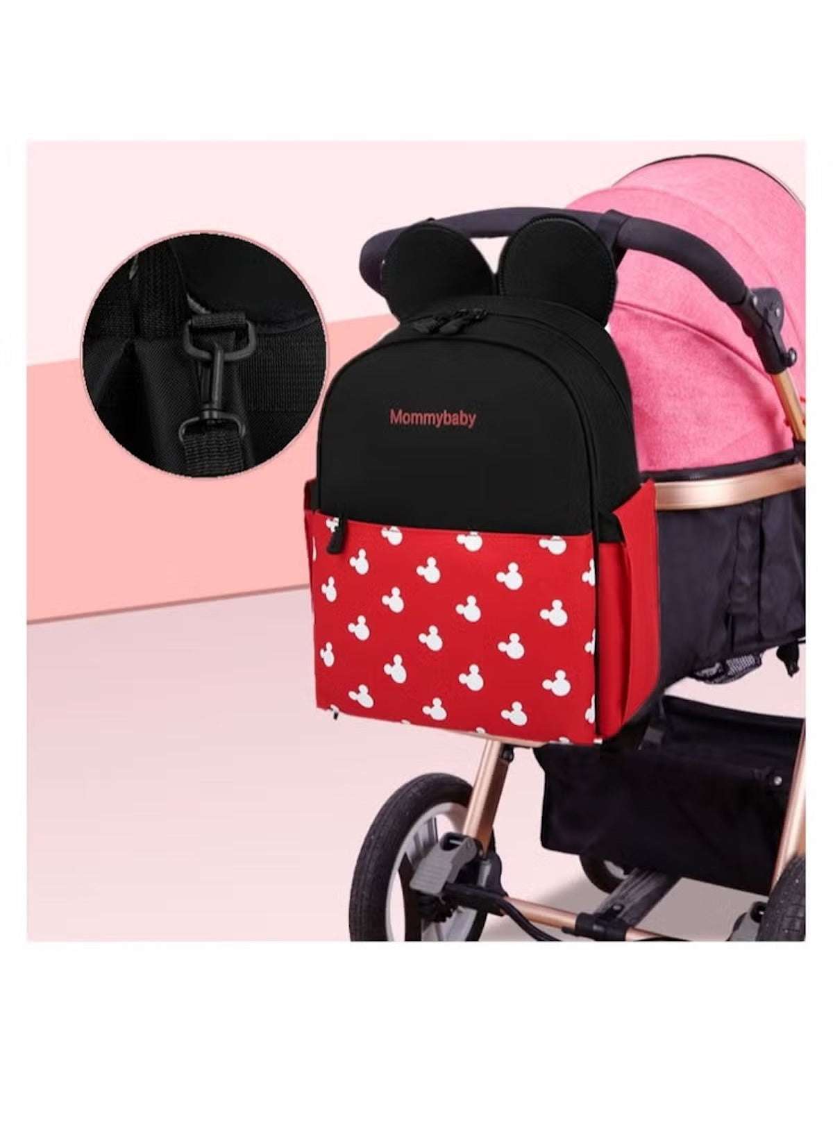 Black & Red Mums Baby Travel Bag