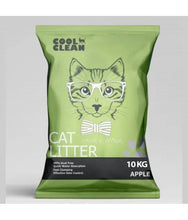 Green cat litter bag with cat graphic, Cat Litter, Apple, 10 kg