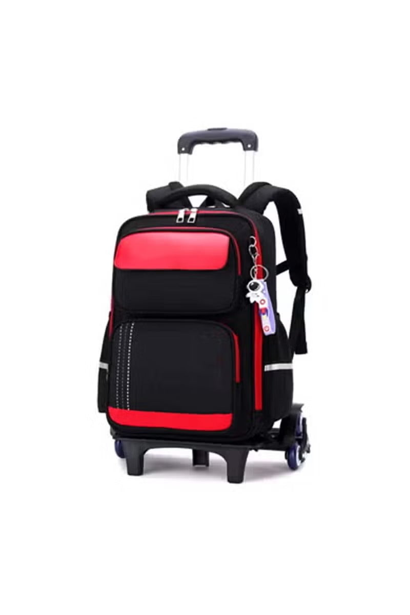 Black Six-Wheel Trolley School Bag