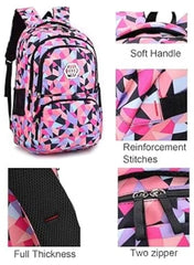 Colorful Geometric School Bag with Wheels