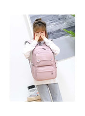 Stylish Pink & Grey School Backpack