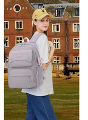 Stylish Pink & Grey School Backpack