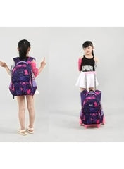 Purple Diamond Six-Wheel Trolley School Bag