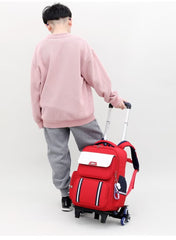 Red Six-Wheel Trolley School Bag