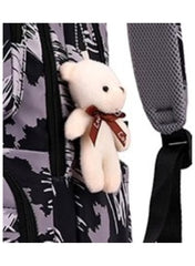 Children’s Rolling Trolley Backpack with Brushstroke Design and Plush Toy