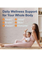 Daily wellness support poster with heart, joint, brain, skin, vision, immune icons