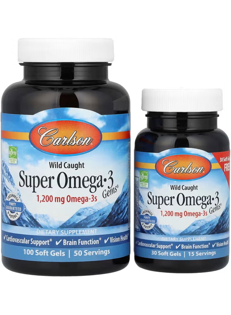 Super Omega-3 Gems – 100 + 30 Softgels (Bonus Pack)