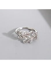 Elegant Leaf Design Alloy Ring for Women – Size 6, Silver Tone Fashion Ring