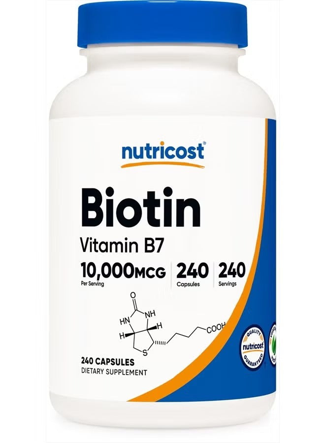 Biotin Vitamin B7 – 10,000 mcg, 240 Capsules